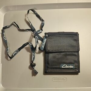 Clarks Black Nylon Pouch with Logo Lanyard